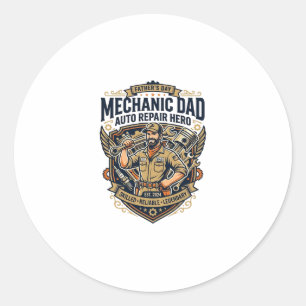 Father Day Mechanic Dad Shirt Funny Working Dad Gi Classic Round Sticker