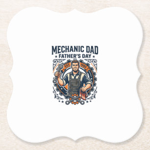 Father Day Mechanic Dad Shirt Funny Working Dad Gi Paper Coaster