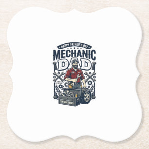 Father Day Mechanic Dad Shirt Funny Working Dad Gi Paper Coaster