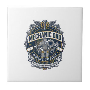 Father Day Mechanic Dad Shirt Funny Working Dad Gi Tile