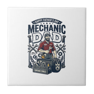 Father Day Mechanic Dad Shirt Funny Working Dad Gi Tile