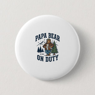 Father Day Papa Bear On Duty Shirt Funny Animal Da 6 Cm Round Badge
