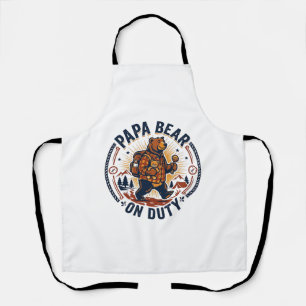 Father Day Papa Bear On Duty Shirt Funny Animal Da Apron