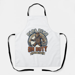 Father Day Papa Bear On Duty Shirt Funny Animal Da Apron