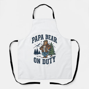 Father Day Papa Bear On Duty Shirt Funny Animal Da Apron