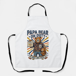 Father Day Papa Bear On Duty Shirt Funny Animal Da Apron