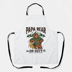 Father Day Papa Bear On Duty Shirt Funny Animal Da Apron