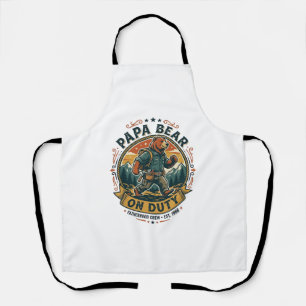 Father Day Papa Bear On Duty Shirt Funny Animal Da Apron