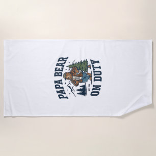 Father Day Papa Bear On Duty Shirt Funny Animal Da Beach Towel