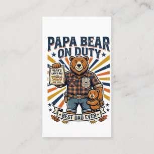 Father Day Papa Bear On Duty Shirt Funny Animal Da Business Card