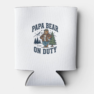 Father Day Papa Bear On Duty Shirt Funny Animal Da Can Cooler