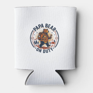 Father Day Papa Bear On Duty Shirt Funny Animal Da Can Cooler
