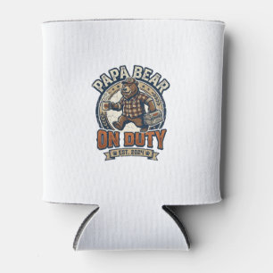 Father Day Papa Bear On Duty Shirt Funny Animal Da Can Cooler