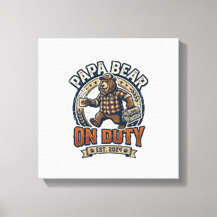 Father Day Papa Bear On Duty Shirt Funny Animal Da Canvas Print