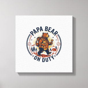 Father Day Papa Bear On Duty Shirt Funny Animal Da Canvas Print