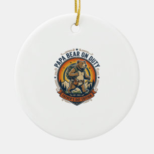 Father Day Papa Bear On Duty Shirt Funny Animal Da Ceramic Tree Decoration