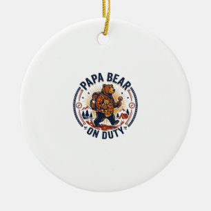 Father Day Papa Bear On Duty Shirt Funny Animal Da Ceramic Tree Decoration