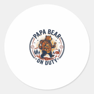 Father Day Papa Bear On Duty Shirt Funny Animal Da Classic Round Sticker