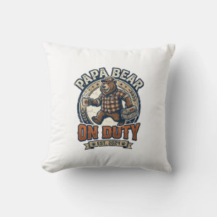 Father Day Papa Bear On Duty Shirt Funny Animal Da Cushion
