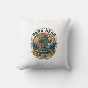 Father Day Papa Bear On Duty Shirt Funny Animal Da Cushion