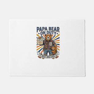 Father Day Papa Bear On Duty Shirt Funny Animal Da Doormat