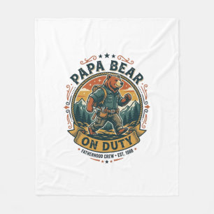 Father Day Papa Bear On Duty Shirt Funny Animal Da Fleece Blanket