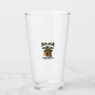 Father Day Papa Bear On Duty Shirt Funny Animal Da Glass