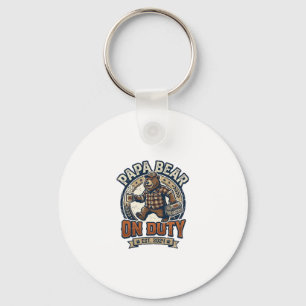 Father Day Papa Bear On Duty Shirt Funny Animal Da Key Ring