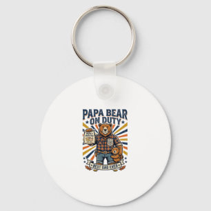 Father Day Papa Bear On Duty Shirt Funny Animal Da Key Ring