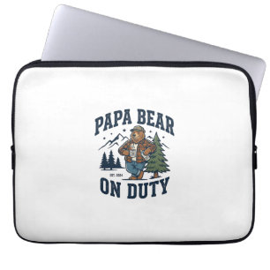 Father Day Papa Bear On Duty Shirt Funny Animal Da Laptop Sleeve