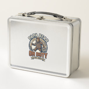 Father Day Papa Bear On Duty Shirt Funny Animal Da Metal Lunch Box