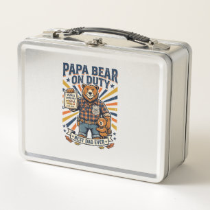 Father Day Papa Bear On Duty Shirt Funny Animal Da Metal Lunch Box