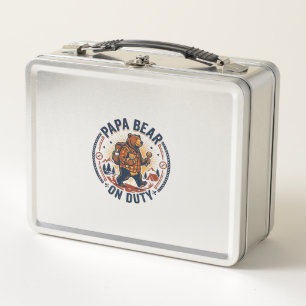 Father Day Papa Bear On Duty Shirt Funny Animal Da Metal Lunch Box