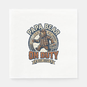 Father Day Papa Bear On Duty Shirt Funny Animal Da Napkin