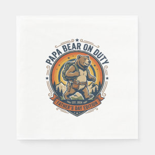 Father Day Papa Bear On Duty Shirt Funny Animal Da Napkin