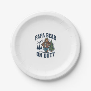 Father Day Papa Bear On Duty Shirt Funny Animal Da Paper Plate