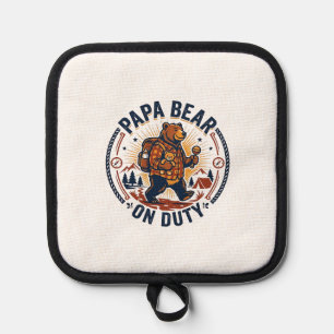 Father Day Papa Bear On Duty Shirt Funny Animal Da Pot Holder