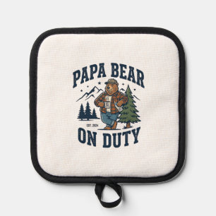 Father Day Papa Bear On Duty Shirt Funny Animal Da Pot Holder