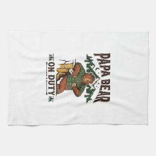 Father Day Papa Bear On Duty Shirt Funny Animal Da Tea Towel