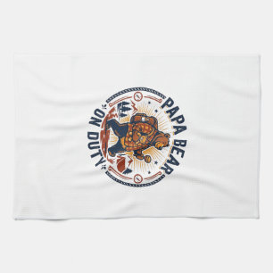 Father Day Papa Bear On Duty Shirt Funny Animal Da Tea Towel