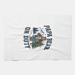 Father Day Papa Bear On Duty Shirt Funny Animal Da Tea Towel