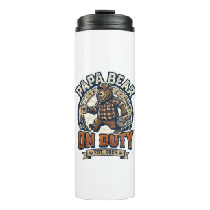 Father Day Papa Bear On Duty Shirt Funny Animal Da Thermal Tumbler
