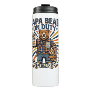 Father Day Papa Bear On Duty Shirt Funny Animal Da Thermal Tumbler
