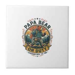 Father Day Papa Bear On Duty Shirt Funny Animal Da Tile