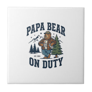 Father Day Papa Bear On Duty Shirt Funny Animal Da Tile