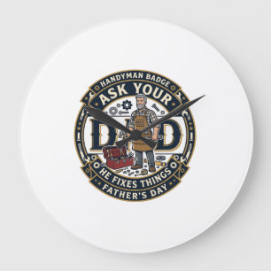 Father Day Repair Dad Shirt Ask Your Dad He Fixes Large Clock