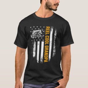 Father Day USA Flag Funny Fishing Reel Cool T-Shirt