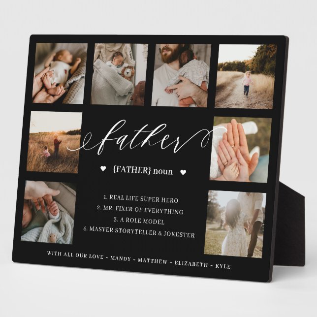 Father Dictionary Definition 8 Photo Collage Black Plaque (Side)