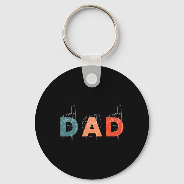 Father Father's Day Deaf-mute Sign-language  Key Ring (Front)