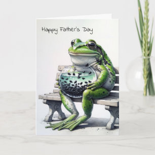 Father Frog With Tadpoles In Fishbowl Card